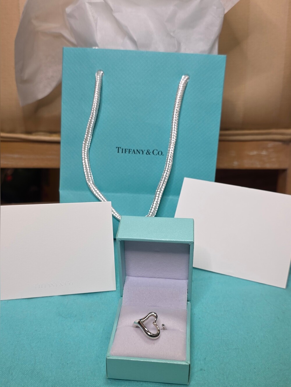 AUTHENTIC TIFFANY & CO HEART RING 925 SILVER SZ 4.5 COMES WITH ALL SHOW SHOWN